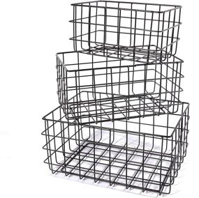 img 4 attached to 📦 SLPR Wire Storage Basket Set (3-Pack, Black) - Stylish Decorative Metal Baskets for Efficient Organization