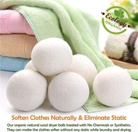 img 3 attached to 🌿 EcoJeannie WB0006-6 Pk Wool Dryer Balls: Premium XL Organic Eco-Friendly Natural Unscented Non-Toxic Felt Laundry Balls, Anti-Static, Chemical Free Fabric Softener, 100% Natural New Zealand Wool