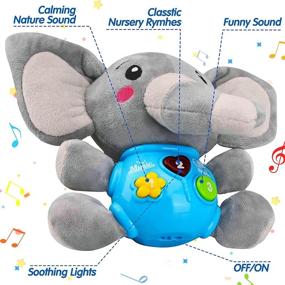 img 1 attached to 🐘 Мягкие игрушки для музыки для младенцев Sakiyrmai с слоном для 0-36 месяцев - милые плюшевые животные с огнями и музыкой - идеально подходят для новорожденных, младенцев, мальчиков и девочек - улучшенная версия.