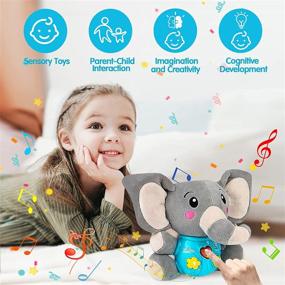 img 2 attached to 🐘 Мягкие игрушки для музыки для младенцев Sakiyrmai с слоном для 0-36 месяцев - милые плюшевые животные с огнями и музыкой - идеально подходят для новорожденных, младенцев, мальчиков и девочек - улучшенная версия.