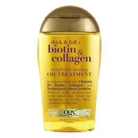 img 4 attached to 💆 OGX Biotin & Collagen Weightless Healing Oil Treatment - Thickens & Nourishes Hair, 3.3 Fl Oz