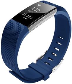 img 2 attached to Ремешки Fitbit Charge 2 от JUNYI - классические спортивные часы, регулируемые, удобные замены для Fitbit Charge 2 фитнес-смарт-браслетов (RoyalBlue - большой размер)