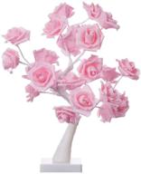 🌹 led rose tree table lights - 24 warm white leds, usb & battery operated for wedding home party birthday valentine’s day festival indoor decorations (pink rose) logo