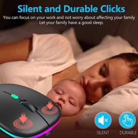 img 2 attached to 🖱️ Перезаряжаемая тонкая бесшумная беспроводная мышь с LED-подсветкой, 2,4 ГГц портативная офисная оптическая мышь - USB-приемник, адаптер Type-C, 3 регулируемых уровня DPI для ноутбука, компьютера, ПК, ноутбука, настольного компьютера (черный)