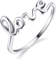 💍 sleek sterling silver love script ring: elegant thin band promise ring logo