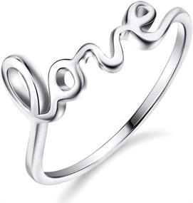 img 1 attached to 💍 Sleek Sterling Silver Love Script Ring: Elegant Thin Band Promise Ring