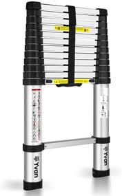 img 4 attached to Yvan 12.5 FT Telescoping Ladder with One-Button Retraction - Aluminum Telescopic Extension Extendable Ladder, Slow Down Design - Multi-Purpose Household or Hobbies Ladder, 330 Lb Capacity