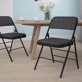 img 4 attached to 💺 Versatile and Durable Black Patterned Folding Chair: Flash Furniture HERCULES Series with Curved Triple Bracing and Double Hinge Design