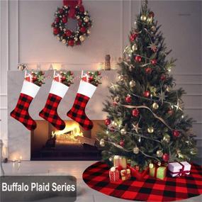 img 1 attached to 🧦 Senneny 6 Pack Christmas Stockings - 18 Inch Red Black Buffalo Plaid Stockings for Fireplace Hanging - Family Christmas Decoration, Holiday Season Party Decor