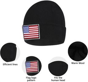 img 1 attached to 🧢 Warm Beanie Hats for Men and Women – YK-Hat Cuffed American Flag Winter Beanies