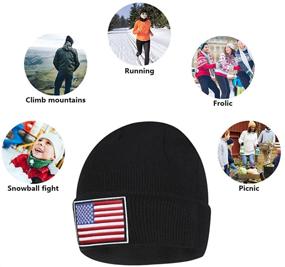 img 2 attached to 🧢 Warm Beanie Hats for Men and Women – YK-Hat Cuffed American Flag Winter Beanies