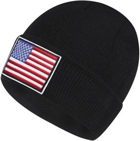 img 3 attached to 🧢 Warm Beanie Hats for Men and Women – YK-Hat Cuffed American Flag Winter Beanies