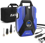 🔵 akface portable air compressor tire inflator, 12v dc digital air pump for car tires, bicycles, and inflatables with auto shut off feature - blue logo