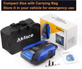 img 1 attached to 🔵 Akface Portable Air Compressor Tire Inflator, 12V DC Digital Air Pump for Car Tires, Bicycles, and Inflatables with Auto Shut Off Feature - Blue