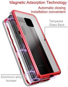 img 2 attached to 📱 Huawei Mate 20 Pro Case – KumWum Slim Aluminum Metal Bumper Case with Magnetic Adsorption and Tempered Glass Back Cover for Mate20 Pro (Red)