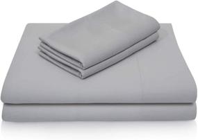 img 4 attached to King Size MALOUF 100% Rayon from Bamboo Sheet Set in Ash Color