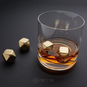 img 3 attached to Gold Edition Whiskey Stones Gift Set: 8 Diamond Shaped Stainless Steel Metal Ice Cubes, reusable Chilling Rocks with Silicone Tip Tongs and Storage Tray