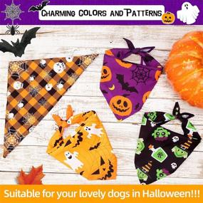 img 1 attached to 🐾 Furryhug Halloween Dog Bandanas: Stylish, Soft, and Washable Pet Triangle for Puppies and Doggies with Charming Patterns