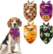 🐾 furryhug halloween dog bandanas: stylish, soft, and washable pet triangle for puppies and doggies with charming patterns логотип