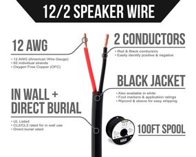 img 2 attached to 🔊 Провод для акустической системы Voltive 12/2 - 12 AWG 2 проводника - UL Listed CL2/CL3 для установки в стены и открытые пространства - OFC медь - катушка на 100 футов - Черный