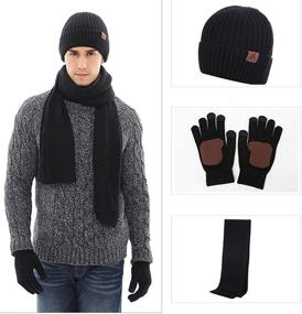 img 1 attached to Mens Beanie Scarf Gloves Set - Knit Winter Hat with Fleece Lining - Thick and Warm for Cold Weather