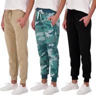 women's relaxed fit fleece jogger sweatpants - comfortable and casual active workout pants by real essentials - pack of 3 logo