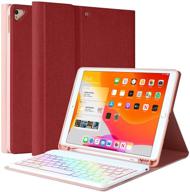 🔴 versatile 7-color backlit keyboard case for new ipad 9th/8th/7th gen and ipad air 3/ ipad pro 10.5" with pencil holder - red logo