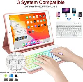 img 1 attached to 🔴 Versatile 7-Color Backlit Keyboard Case for New iPad 9th/8th/7th Gen and iPad Air 3/ iPad Pro 10.5" with Pencil Holder - Red