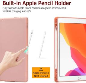 img 2 attached to 🔴 Versatile 7-Color Backlit Keyboard Case for New iPad 9th/8th/7th Gen and iPad Air 3/ iPad Pro 10.5" with Pencil Holder - Red