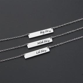 img 2 attached to MAOFAED Family Love Necklace - Big Middle Little Sister Necklaces Bar Necklace Gift