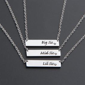 img 1 attached to MAOFAED Family Love Necklace - Big Middle Little Sister Necklaces Bar Necklace Gift