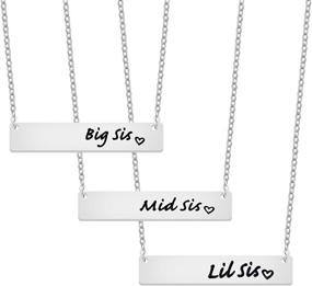 img 4 attached to MAOFAED Family Love Necklace - Big Middle Little Sister Necklaces Bar Necklace Gift