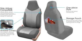 img 1 attached to FH Group FB101115 Car Seat Covers - Supreme Twill Fabric, High-Back Full Set, Airbag and Split Ready, Light/Dark Gray Color - Universal Fit for Car, Truck, SUV, Van