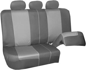 img 2 attached to FH Group FB101115 Car Seat Covers - Supreme Twill Fabric, High-Back Full Set, Airbag and Split Ready, Light/Dark Gray Color - Universal Fit for Car, Truck, SUV, Van