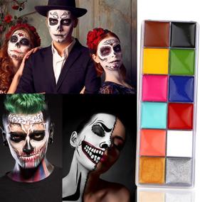 img 3 attached to 🎨 Wismee Face Body Paint Makeup Palette: 12 Colors Professional Kit with Brushes for Halloween & Christmas Cosplay