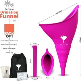 img 3 attached to Portable Female Urinal for Women - Silicone Pee Funnel Device with 2 Tubes, Wipes, 🚺 Gloves - Ideal for Car, Outdoor, Travel, Camping - Reusable and Convenient, 5.7” x 9.4” Size