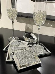 img 4 attached to ✨ Decorate Your Coffee Table with Handmade Crystal Coasters - Elegant Diamond Bling Interior, Silver Glass Mirror Surface, Set of 4, 4x4 Inches