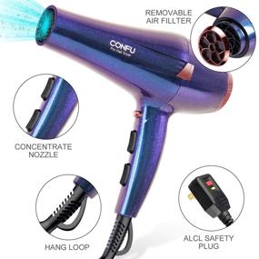 img 2 attached to 💜 CONFU 2200W Professional Hair Dryer: Compact Blow Dryer with Diffuser and Concentrator for Quick Drying - ETL Certified - Purple