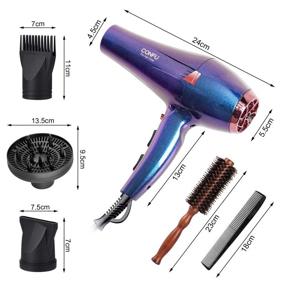 img 1 attached to 💜 CONFU 2200W Professional Hair Dryer: Compact Blow Dryer with Diffuser and Concentrator for Quick Drying - ETL Certified - Purple