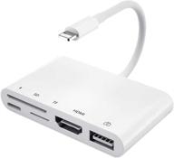 сертифицированный apple lightning к hdmi адаптер, 5 в 1 otg адаптер с usb, цифровое av 1080p, считыватель памяти камеры, слоты для sd и tf карт, порт для зарядки - совместим с iphone, ipad, ipod и другими usb-устройствами. логотип