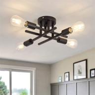 🔦 zglaojt semi flush mount ceiling light: modern matte black chandelier for farmhouse kitchen, dining, bedroom, and living room логотип