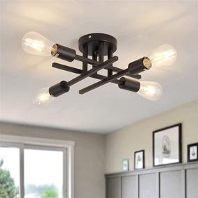 img 4 attached to 🔦 ZGLAOJT Semi Flush Mount Ceiling Light: Modern Matte Black Chandelier for Farmhouse Kitchen, Dining, Bedroom, and Living Room