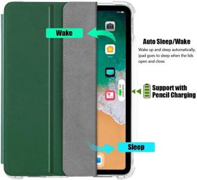 img 1 attached to 🔋 Valkit iPad Air 4 Case 2020, [Supports 2nd Gen Apple Pencil Charging] Translucent Frosted Protective Smart Back Cover for iPad Air 4 10.9 Inch 2020, Dark Green