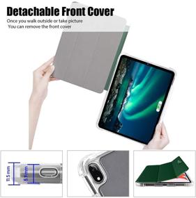 img 2 attached to 🔋 Valkit iPad Air 4 Case 2020, [Supports 2nd Gen Apple Pencil Charging] Translucent Frosted Protective Smart Back Cover for iPad Air 4 10.9 Inch 2020, Dark Green