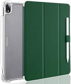 img 4 attached to 🔋 Valkit iPad Air 4 Case 2020, [Supports 2nd Gen Apple Pencil Charging] Translucent Frosted Protective Smart Back Cover for iPad Air 4 10.9 Inch 2020, Dark Green