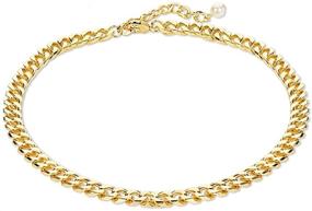 img 4 attached to 💎 Stylish 14K Gold Plated Chunky Cuban Necklace with Pearl - Perfect Women's Jewelry Gift