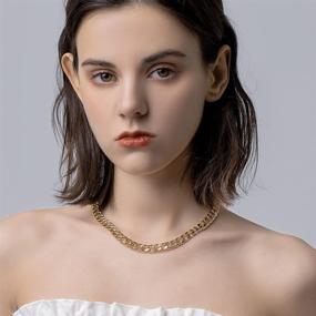 img 2 attached to 💎 Stylish 14K Gold Plated Chunky Cuban Necklace with Pearl - Perfect Women's Jewelry Gift