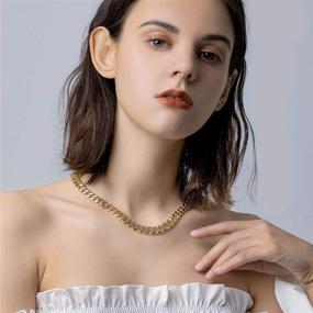 img 3 attached to 💎 Stylish 14K Gold Plated Chunky Cuban Necklace with Pearl - Perfect Women's Jewelry Gift