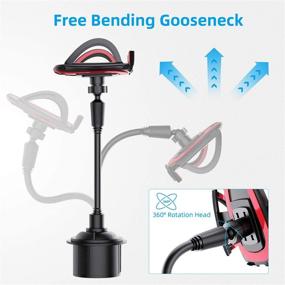 img 2 attached to 🚗 Universal Car Phone Mount with 11-Inch Adjustable Gooseneck - Amabana Cell Phone Holder for Car, 360° Cup Holder Car Mount for iPhone Xs/XS Max/X/8/7 Plus/Galaxy (11 Inch)