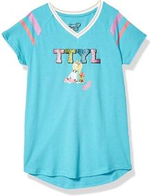 img 2 attached to 🎀 JoJo Siwa TTYL Emoji Girls' Big V-Neck Athletic Varsity Stripe Tee with Bow Bow